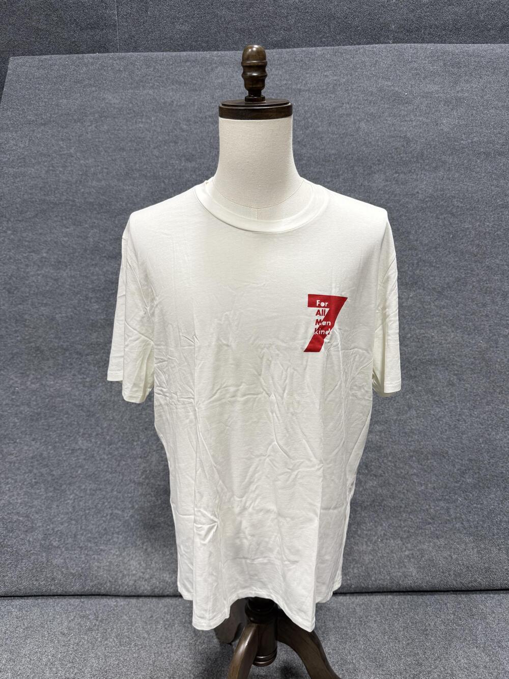 7 For All Mankind Shirt Mens 2XL White Logo Graphic Short Sleeve Tee Casual